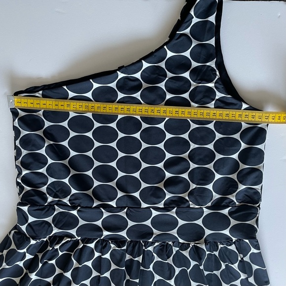 Women Lovely Black with Big White Dots One-shoulder Maxi Dress Stretchy Fabric - Picture 7 of 13